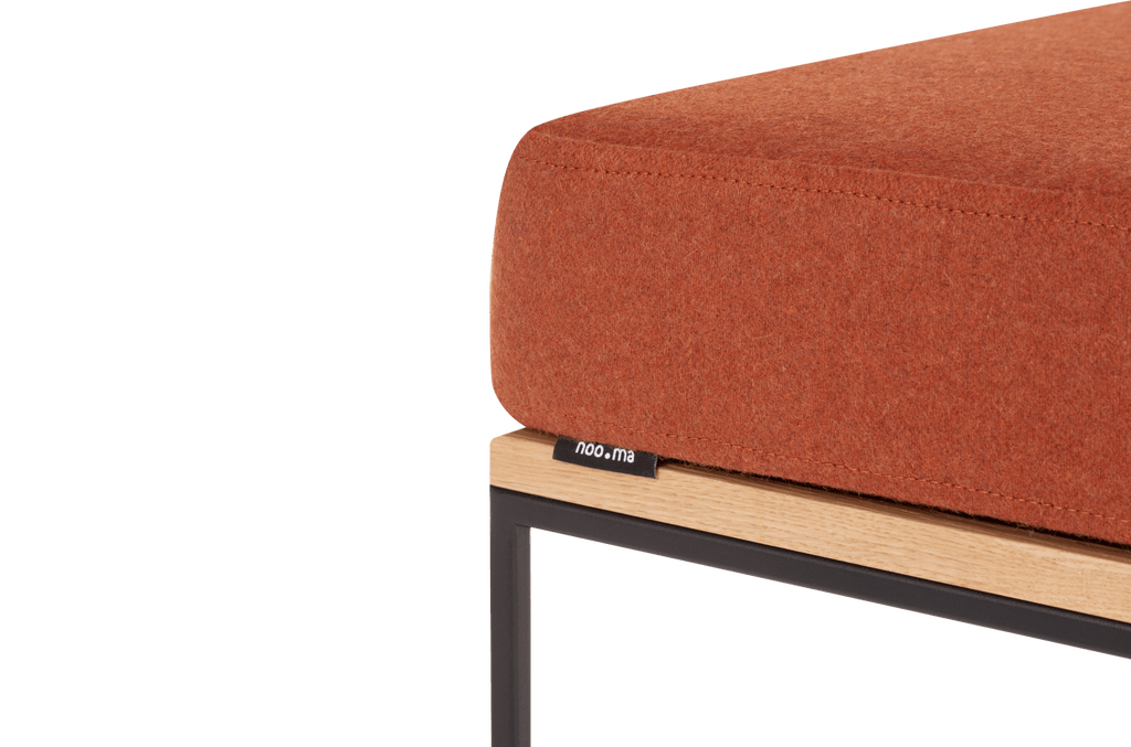 Pouf Feo - Oak Top / Terracotta Wool Cushion