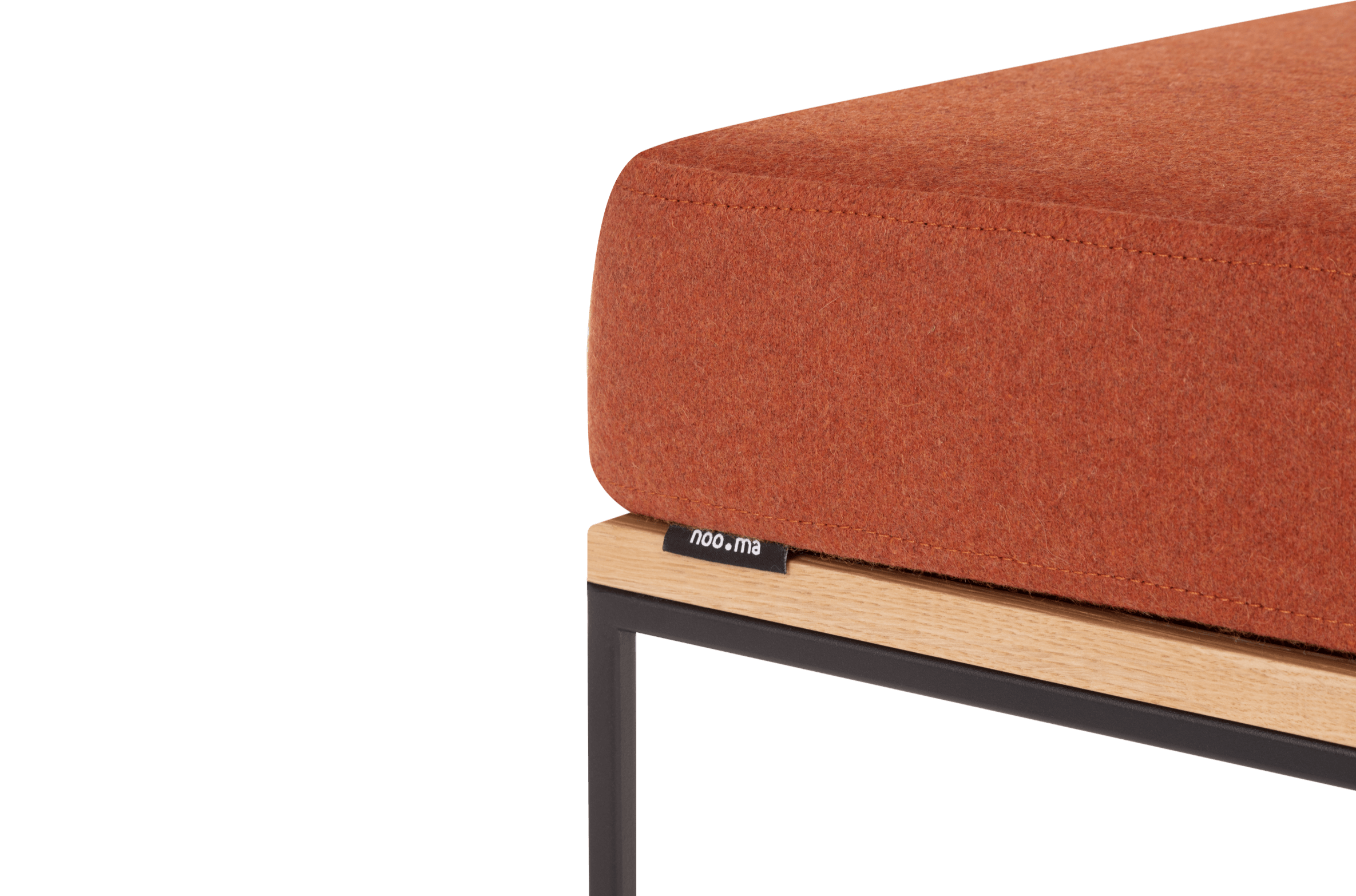 Pouf Feo - Oak Top / Terracotta Wool Cushion