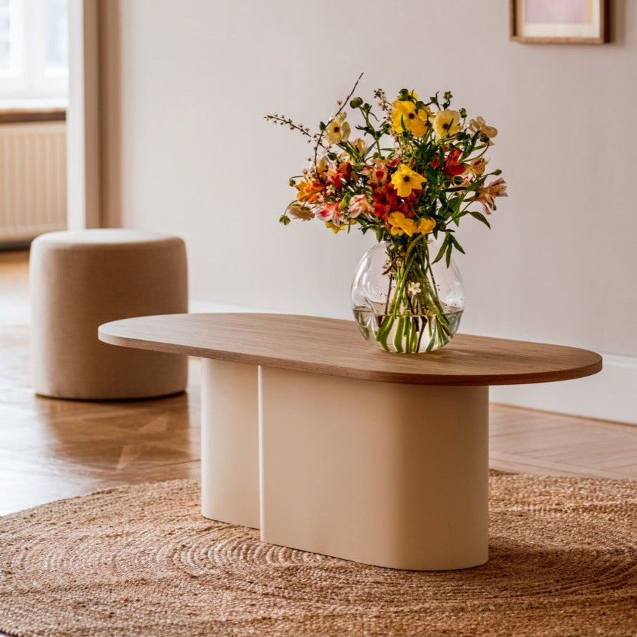 Looi Coffee Table - Piazza Beige & Oak Top