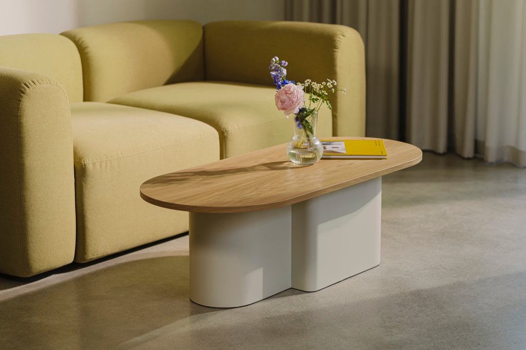 Looi Coffee Table - Piazza Beige & Oak Top