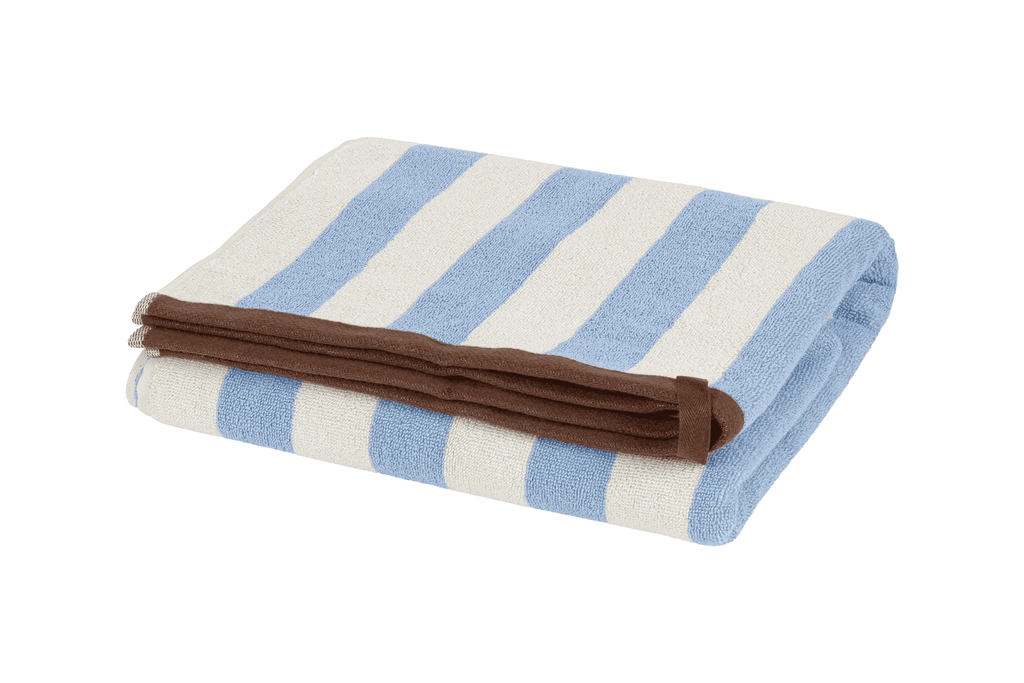 Gobo Bath Towel - Baby Blue / Wide Stripes