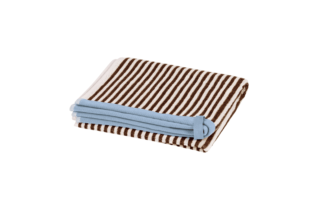 Gobo Hand Towel - Cocoa Brown/Narrow Stripes