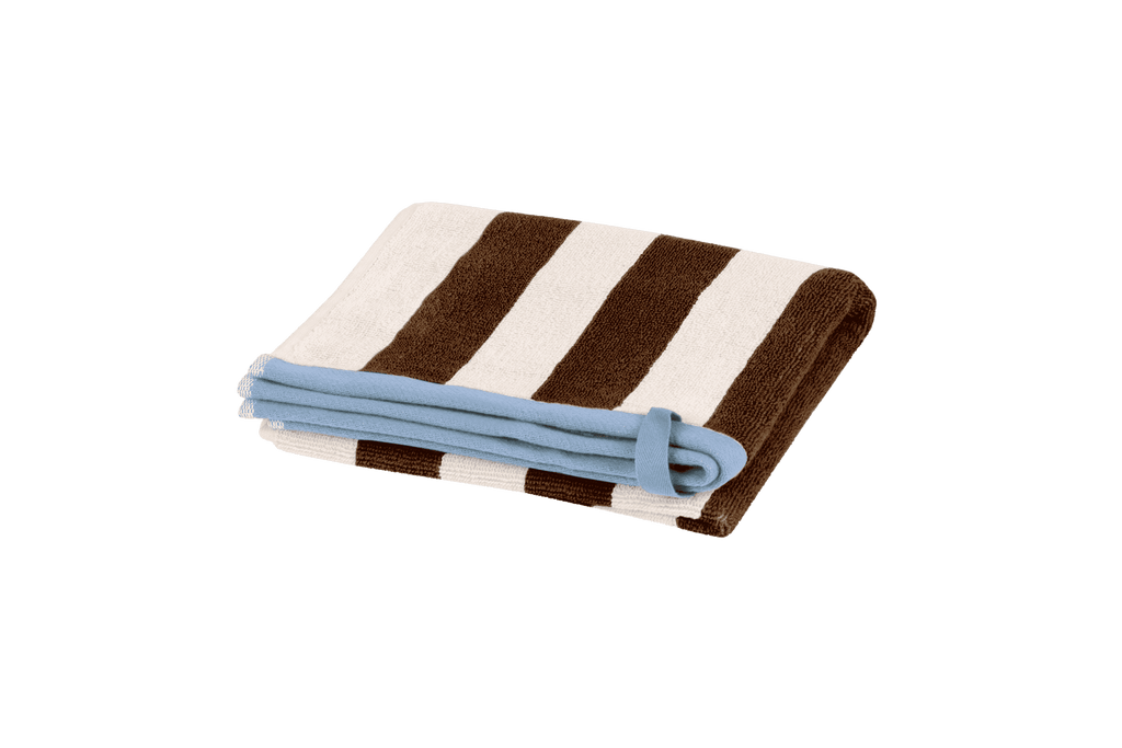 Gobo Hand Towel - Cocoa Brown/Wide Stripes
