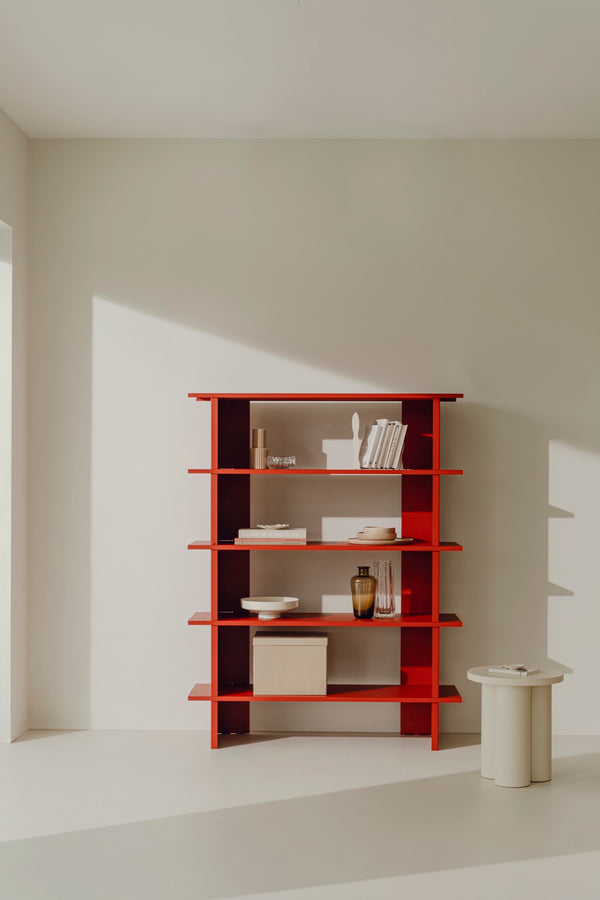 Hes - Bookcase - Steel - Tomato Red
