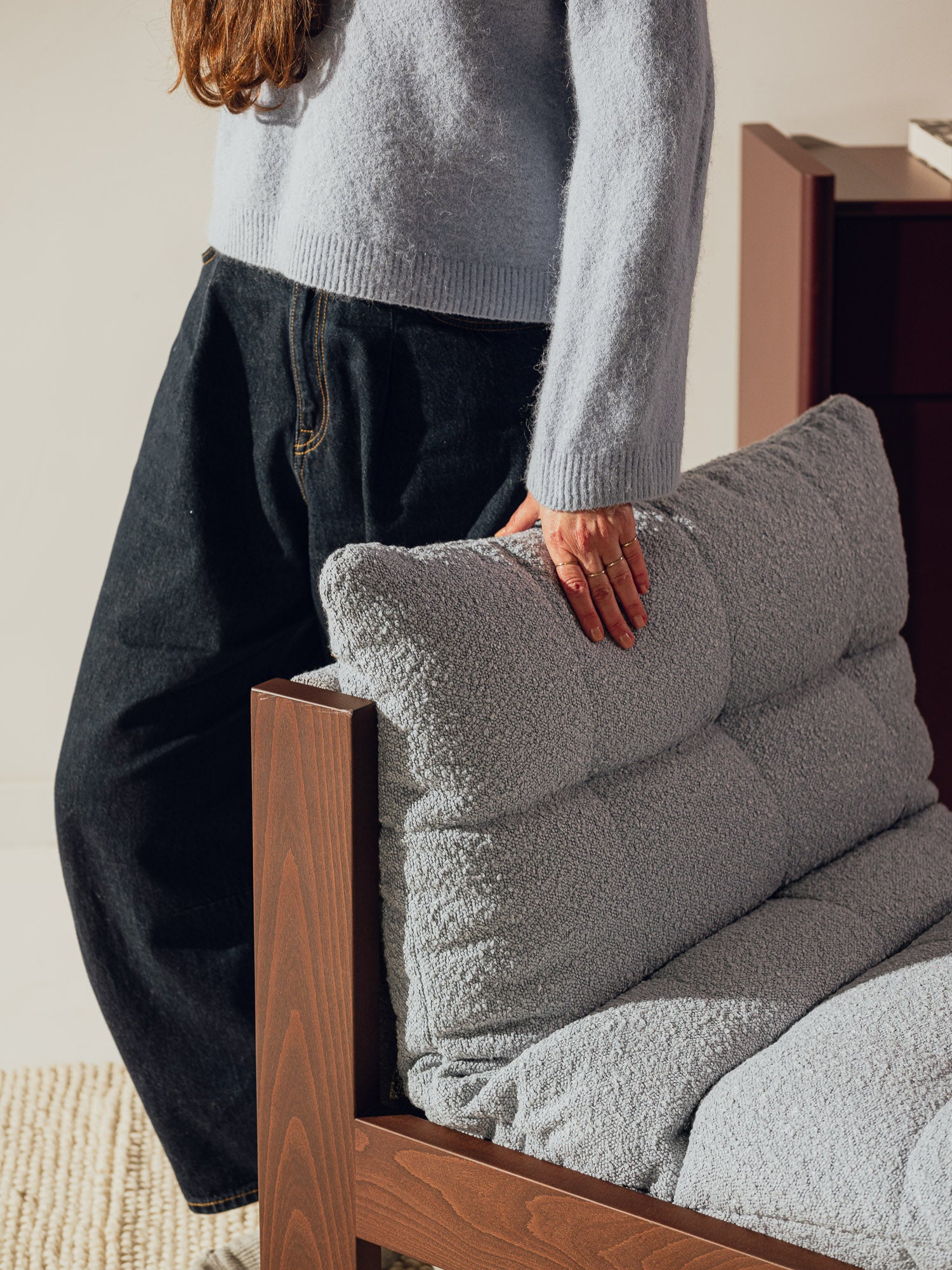 Huno - Sillón Lounge - Cocoa Brown & Baby Blue Bouclé