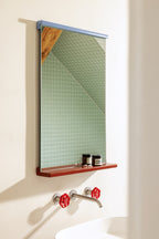 Lun Wall Mirror - Auburn Red & Frosty Blue