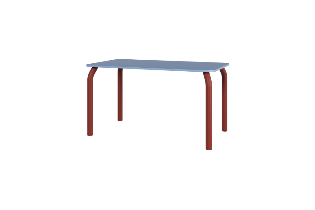 Meko Table - Large - Frosty Blue Top/Auburn Red Legs