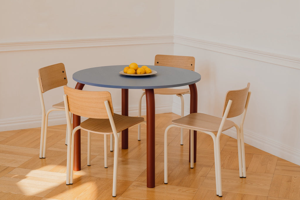 Meko Table - Small - Frosty Blue Top/Auburn Red Legs