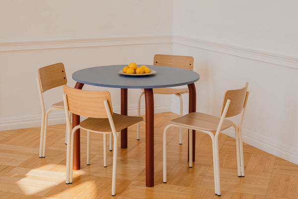Meko - Table À Manger - Placage Frêne - Frosty Blue & Auburn Red
