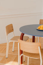 Meko Table - Small - Frosty Blue Top/Auburn Red Legs