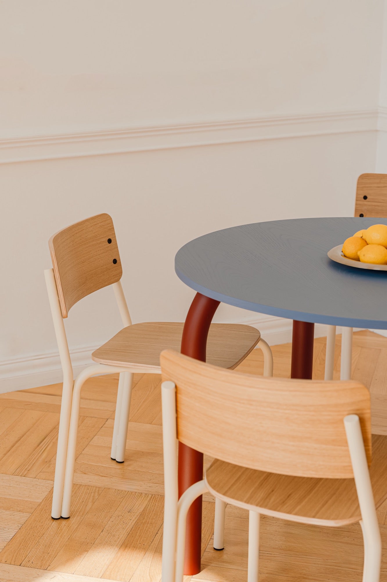 Meko Table - Small - Frosty Blue Top/Auburn Red Legs