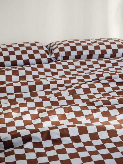 Housse De Couette Plu - Baby Blue & Cocoa Brown