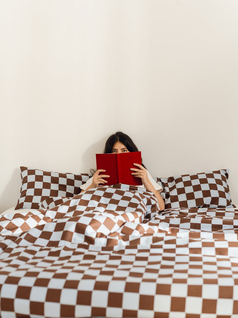 Housse De Couette Plu - Baby Blue & Cocoa Brown