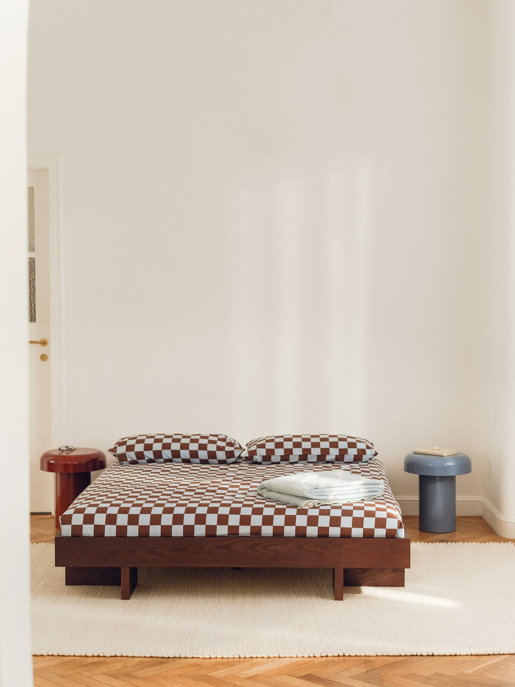Funda De Almohada Plu - Baby Blue & Cocoa Brown