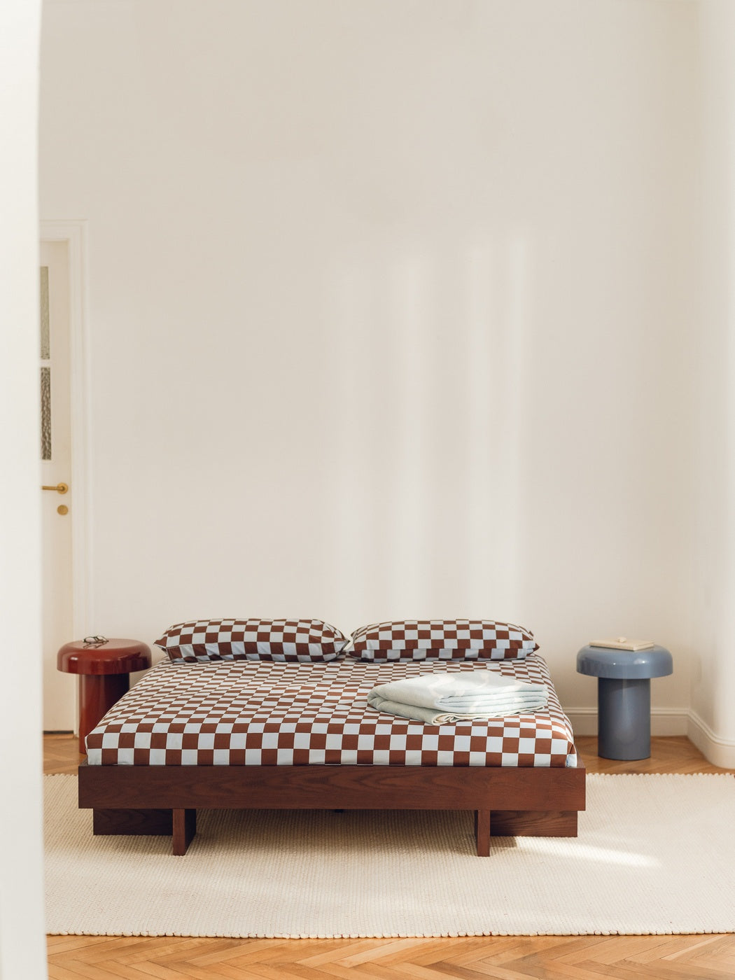 Funda De Almohada Plu - Baby Blue & Cocoa Brown