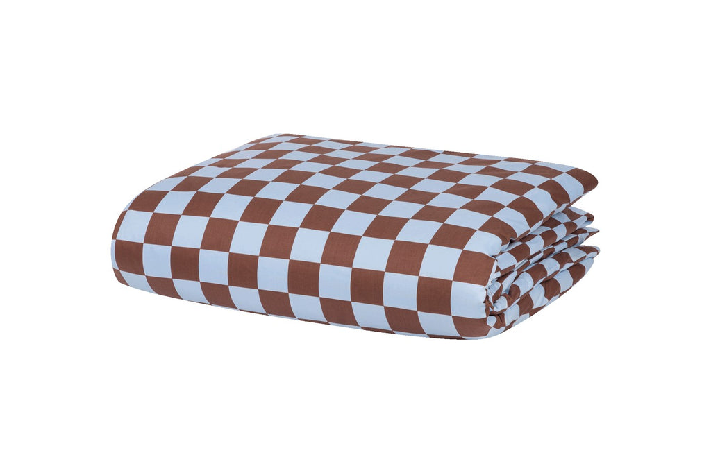 Plu Duvet Cover - Baby Blue & Cocoa Brown