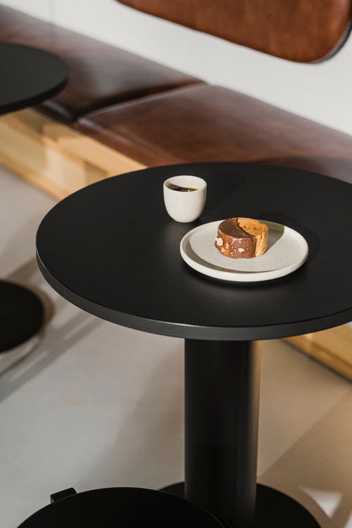 Sool Café table - Vulcano Noir Et Plateau Chêne Noir