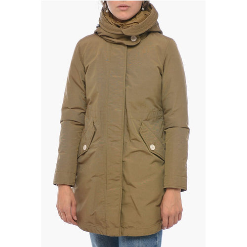 Nylon Military Down Jacket With Hidden Closure