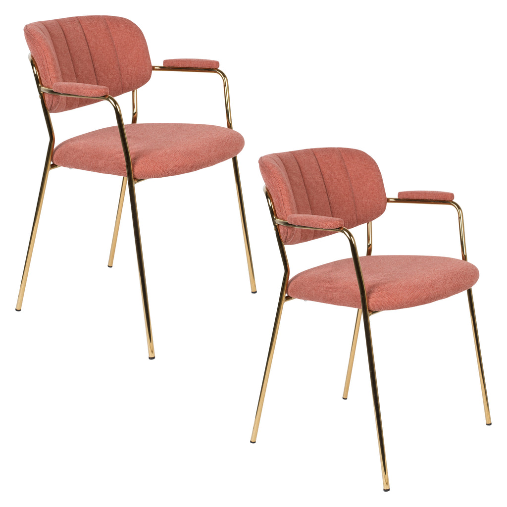 Jolien - Dining Room Armchair - Fabric - Gold/Pink