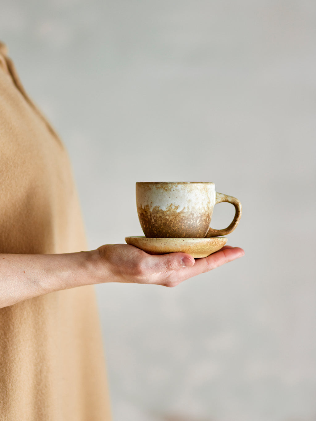 Brenta - Tasse Avec Soucoupe - Naturel - Grès