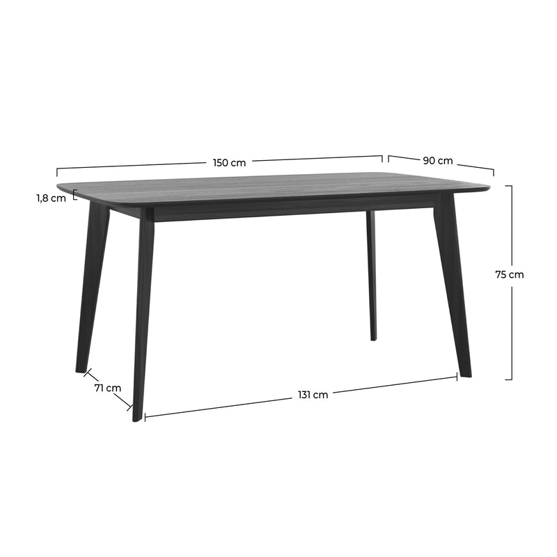 Table rectangulaire Oman 150 cm en bois noir 6 personnes