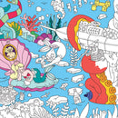Détail colorié du poster Océan avec sirène, pieuvre, corail et monde marin ludique