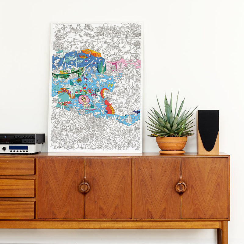 Poster géant Océan encadré et affiché au mur, ambiance déco marine pour enfants