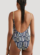 Tommy Hilfiger - Maillot De Bain Une Pièce Print Plunge Slim - Monogram Black - Femme