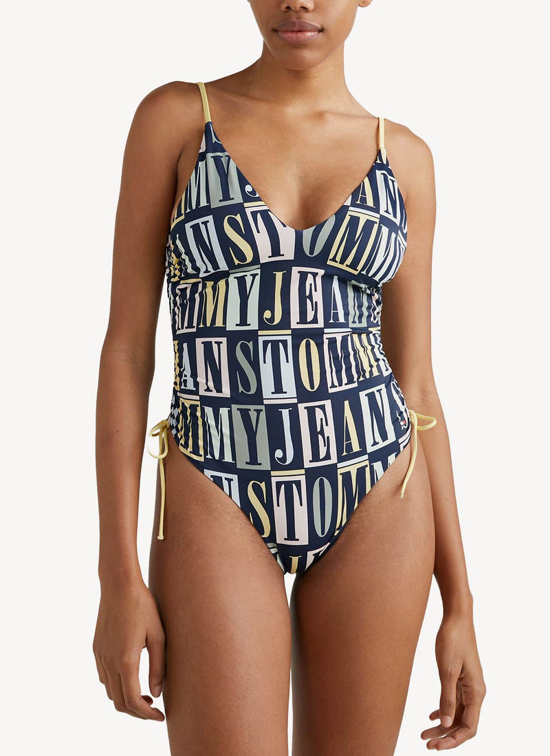 Tommy Hilfiger - Maillot De Bain Une Pièce Print Plunge Slim - Monogram Black - Femme