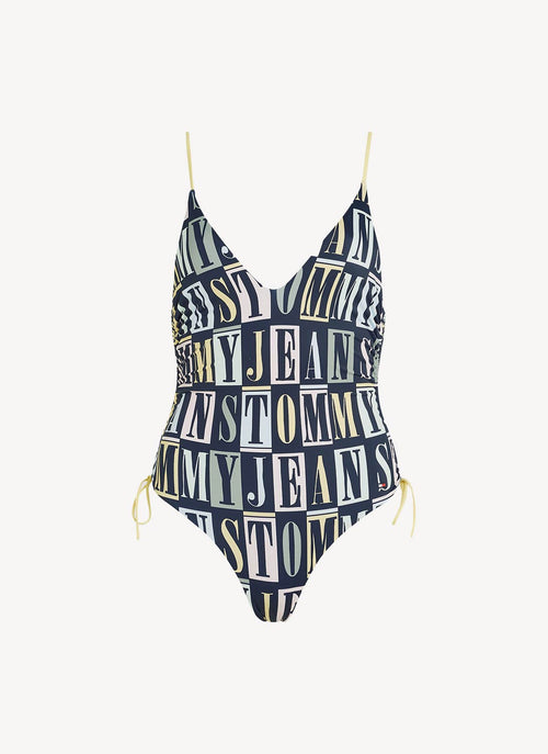 Tommy Hilfiger - Maillot De Bain Une Pièce Print Plunge Slim - Monogram Black - Femme