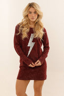 ROBE ANGIE BURGUNDY / SEQUIN ARGENT XS - ONE TEE