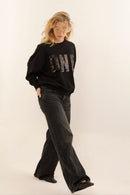 SWEAT ALAN BLACK / SEQUIN NOIR S/M - ONE TEE