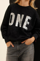 SWEAT ALAN CARBONE / SEQUIN ARGENT S/M - ONE TEE