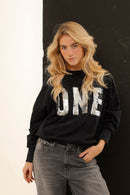 SWEAT ALAN CARBONE / SEQUIN ARGENT S/M - ONE TEE