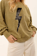 SWEAT ANGIE KAKI / SEQUIN NOIR S/M - ONE TEE