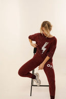 T - SHIRT ANGIE BURGUNDY / SEQUIN ARGENT XS - ONE TEE