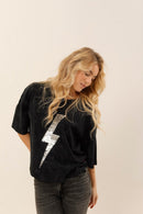 T - SHIRT ANGIE CARBONE / SEQUIN ARGENT XS - ONE TEE