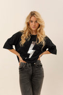 T - SHIRT ANGIE CARBONE / SEQUIN ARGENT XS - ONE TEE