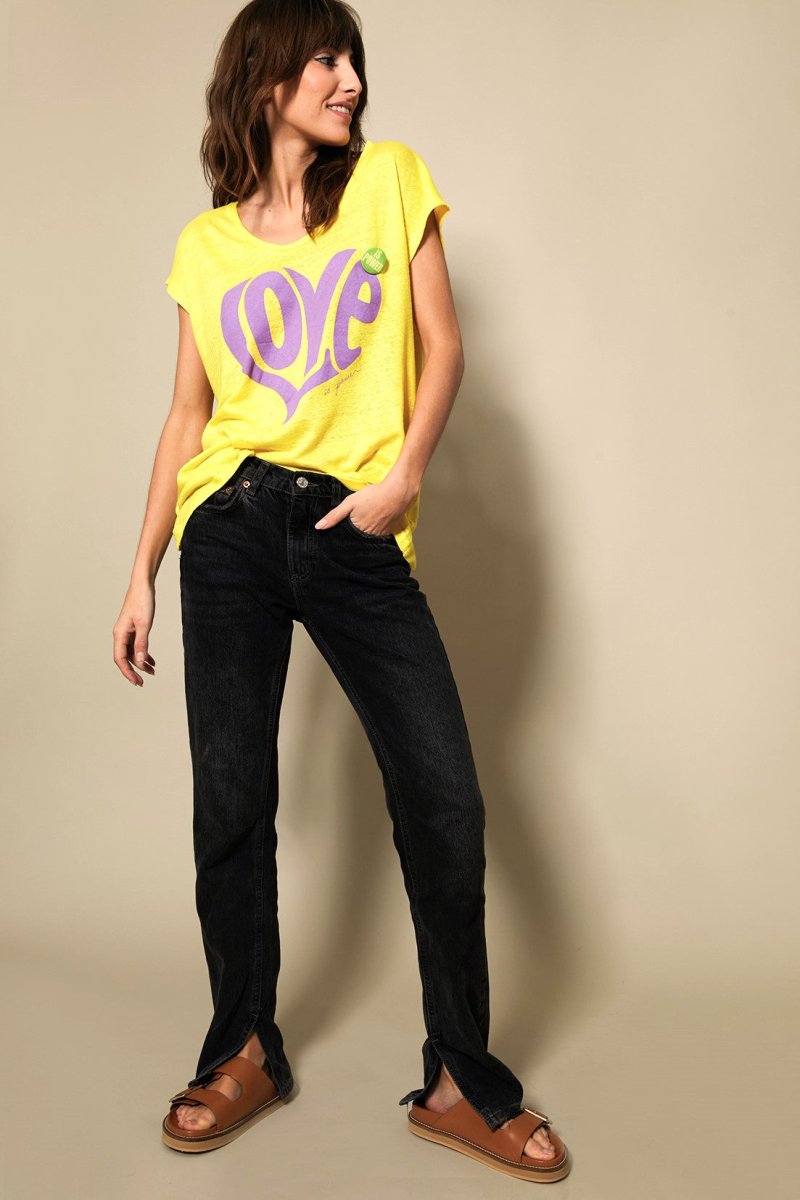 T - SHIRT ANNA LIN YELLOW XS - ONE TEE