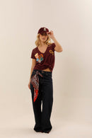 T - SHIRT GABY BURGUNDY XS - ONE TEE