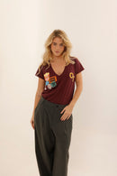 T - SHIRT GABY BURGUNDY XS - ONE TEE