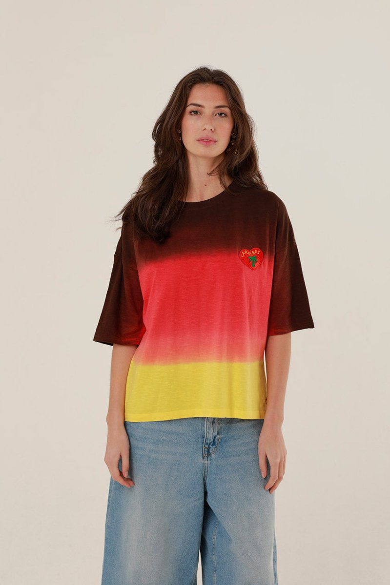 T - SHIRT INAYA DIP DYE CHOCO XS - ONE TEE