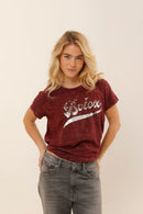 T - SHIRT SIA BURGUNDY / SEQUIN ARGENT XS - ONE TEE