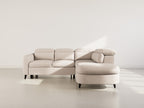 Opaline - 5-Seater Corner Sofa Bed with Headrests and Storage - Textured Fabric - Beige