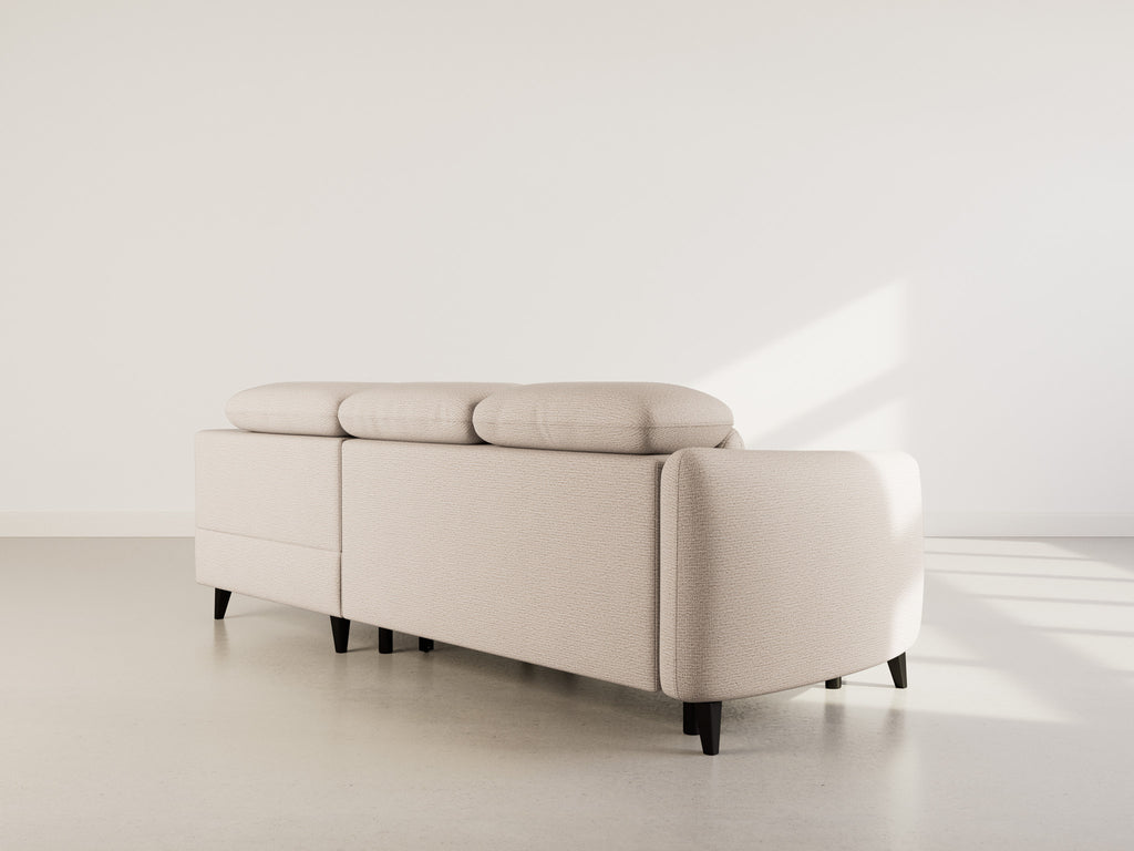 Opaline - 5-Seater Corner Sofa Bed with Headrests and Storage - Textured Fabric - Beige