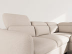Opaline - 5-Seater Corner Sofa Bed with Headrests and Storage - Textured Fabric - Beige