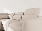 Opaline - 5-Seater Corner Sofa Bed with Headrests and Storage - Textured Fabric - Beige
