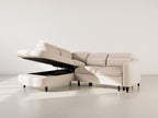 Opaline - 5-Seater Corner Sofa Bed with Headrests and Storage - Textured Fabric - Beige