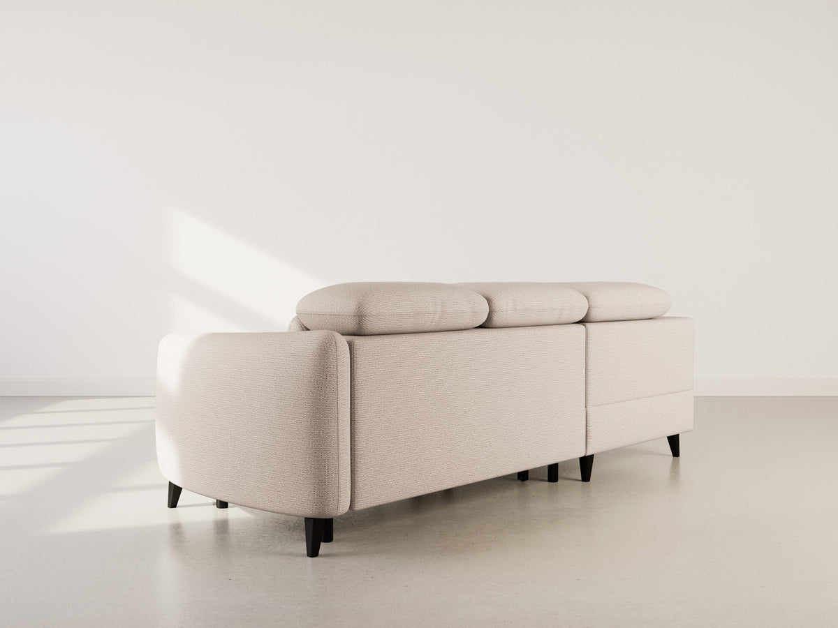 Opaline - 5-Seater Corner Sofa Bed with Headrests and Storage - Textured Fabric - Beige