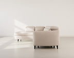 Opaline - 5-Seater Corner Sofa Bed with Headrests and Storage - Textured Fabric - Beige